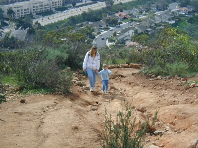 Jacquie & Sianna hiking up