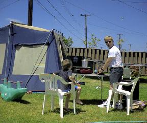 Dad & Nathan Camping in the Back-yard