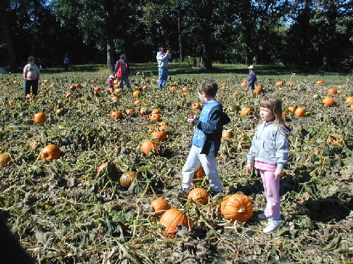 Sianna & Nathan at the pumpkin patch - October 2004