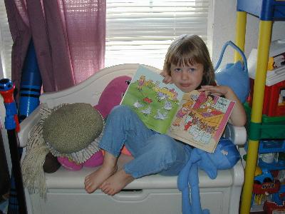 Sianna reading her book - March 2002